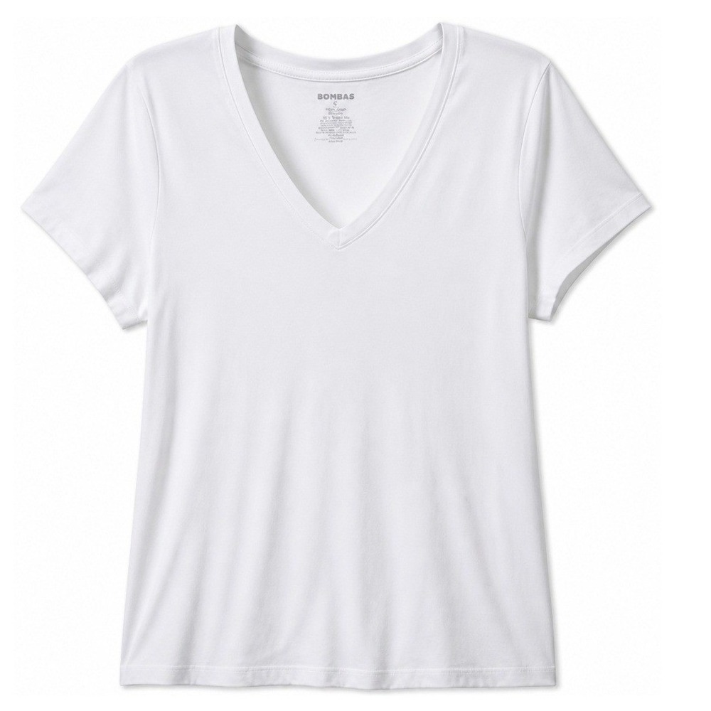 Two Bombas V-Neck T-Shirts Womens XL Pima Cotton White Solid Regular Fit Modern